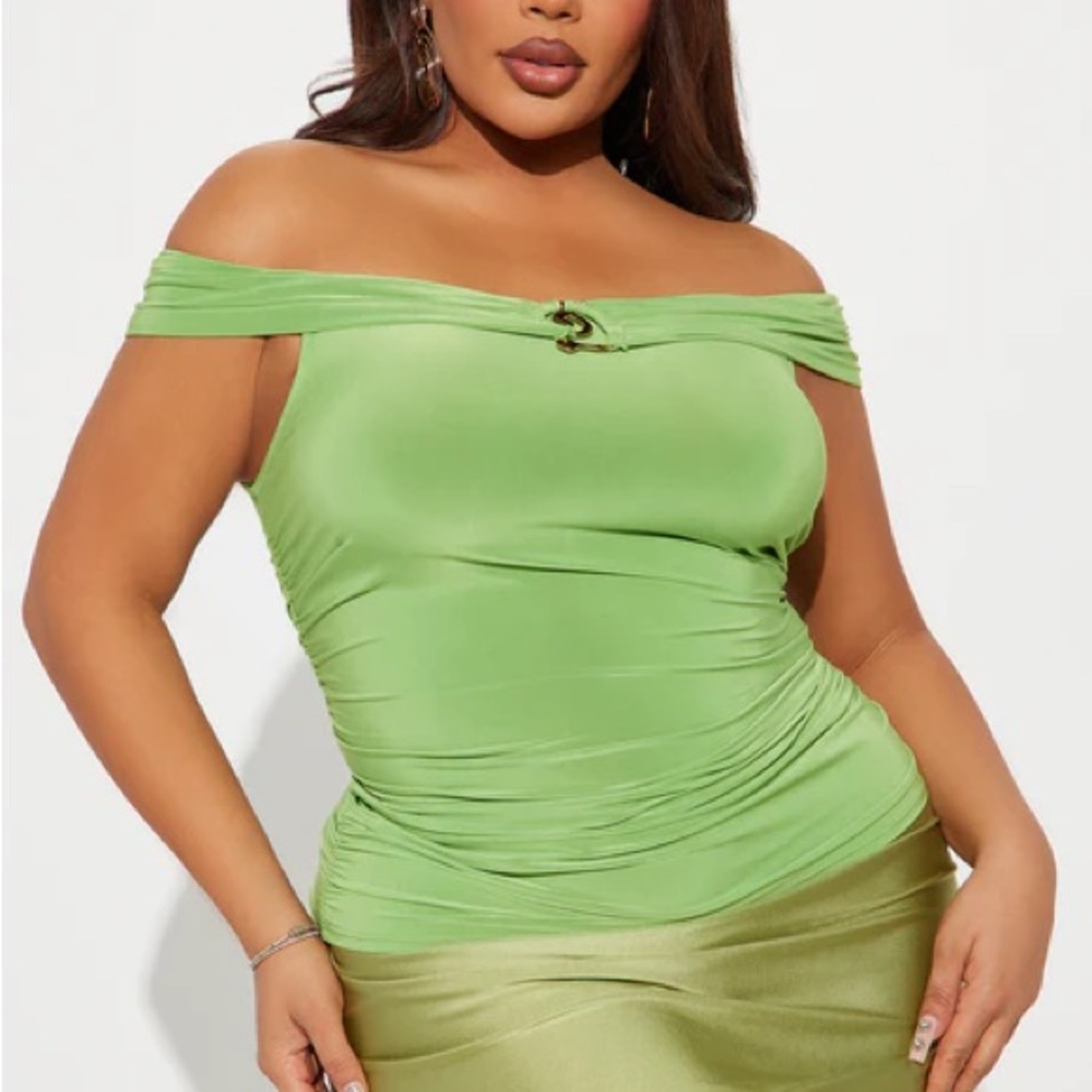 Lime Off-Shoulder Top- NEW